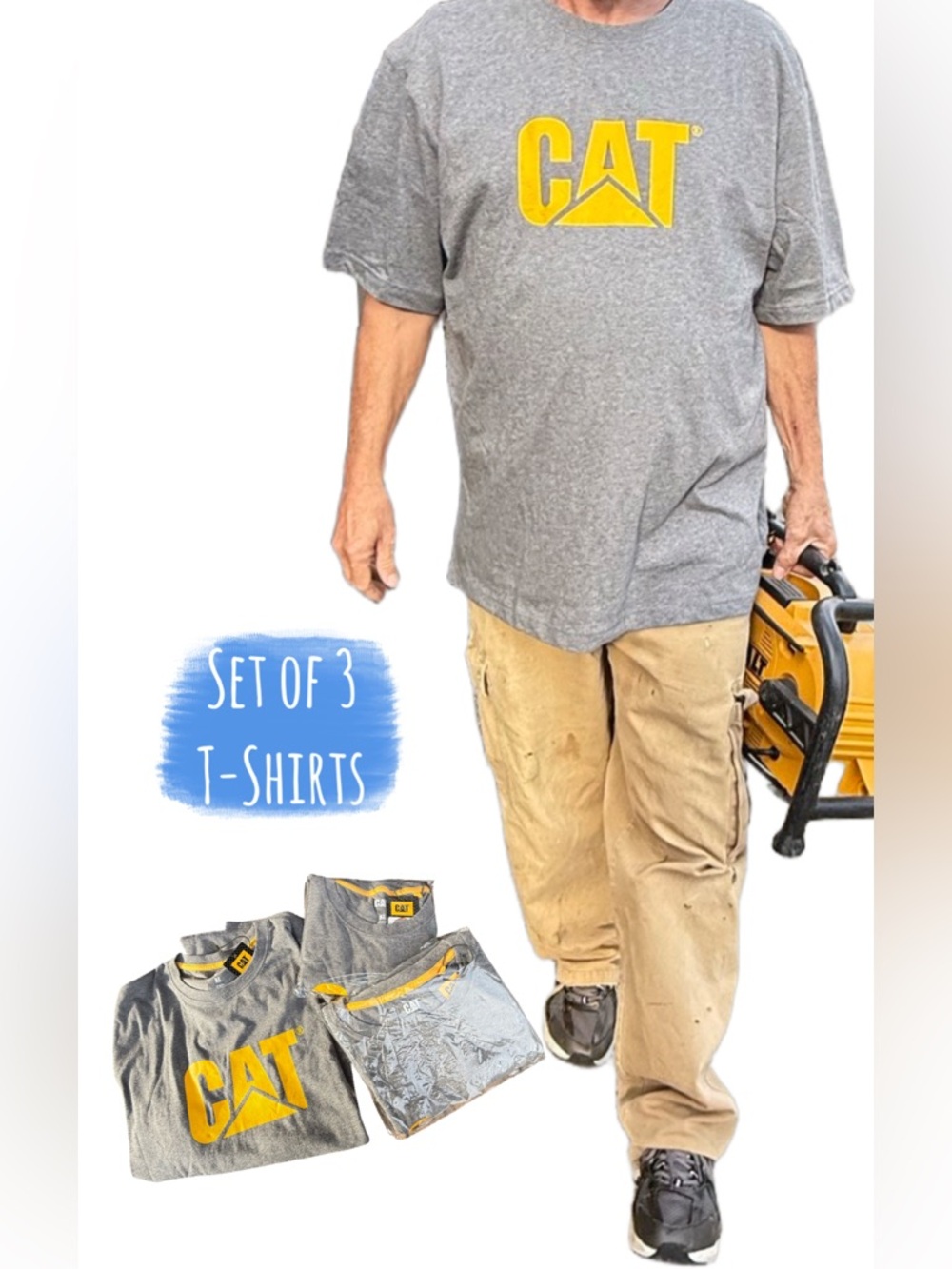 CAT Gray T-Shirts (Lot of 3!) Logo Size Mens XL